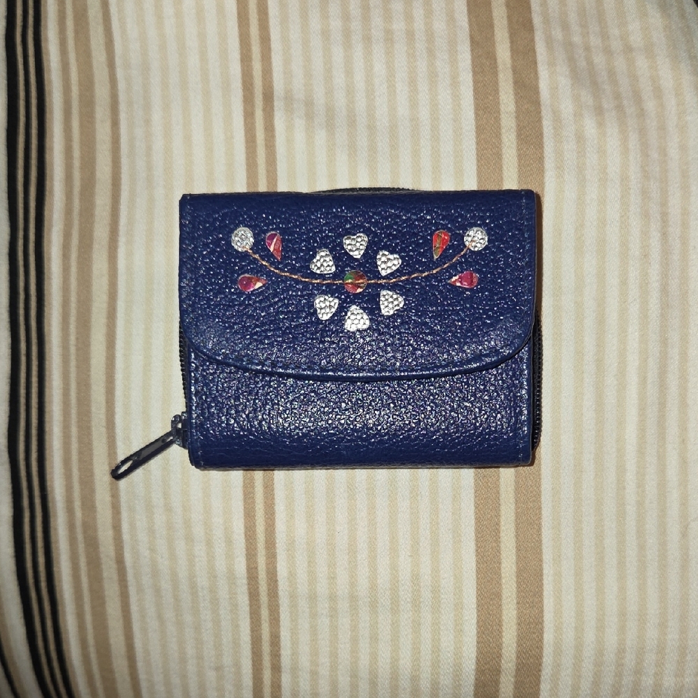 Blue Floral Embellished Women’s Wallet